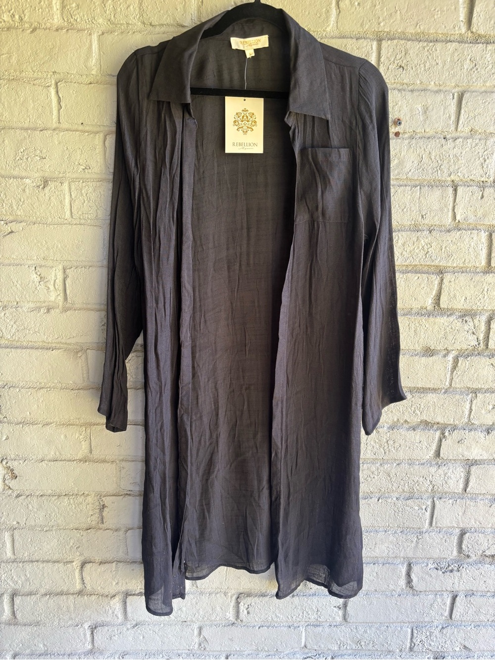 Rebellion Black Open-Front Longline cover up NWT Sz S